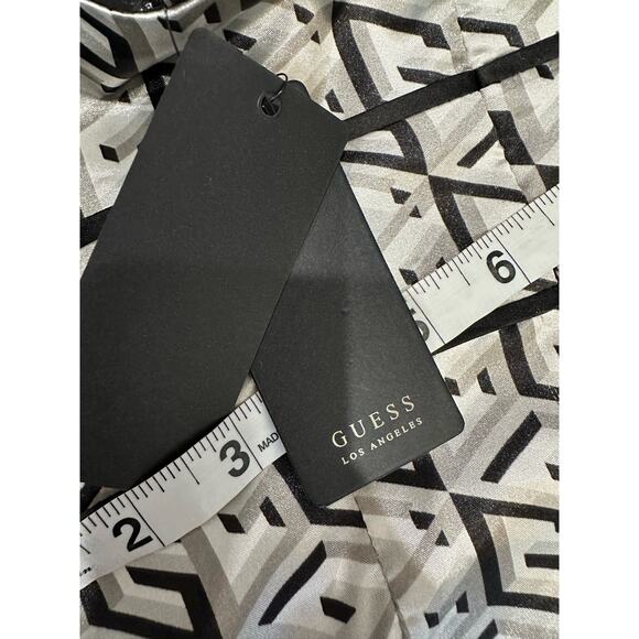 NWT GUESS WOMEN'S Logo G-CUBE SLEEK Satin PLUNGE mini Dress Size 2 Retro No bra - Picture 13 of 15